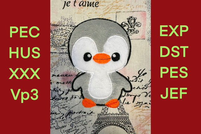 Adorable Penguin Applique - Machine Embroidery Design Embroidery/Applique DESIGNS Candles Design 