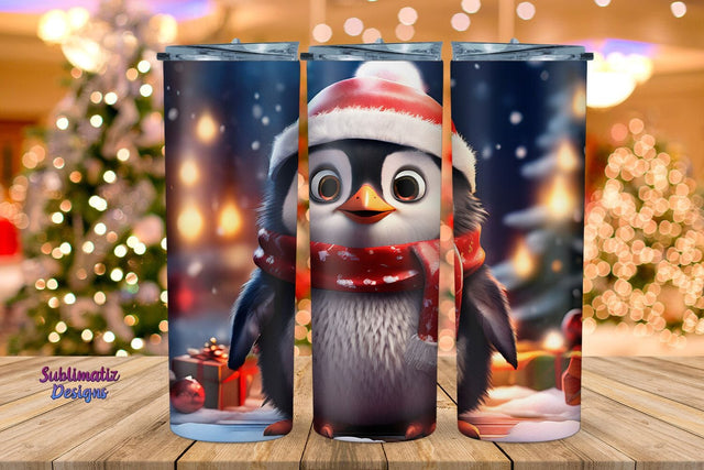 Adorable Penguin Holiday Tumbler Wrap | 20 oz Skinny Tumbler Wrap Sublimation Christmas Design Sublimation Sublimatiz Designs 