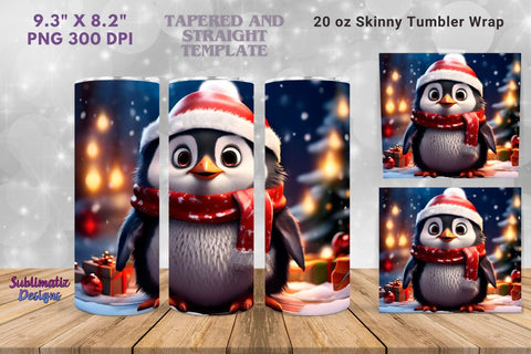 Adorable Penguin Holiday Tumbler Wrap | 20 oz Skinny Tumbler Wrap Sublimation Christmas Design Sublimation Sublimatiz Designs 