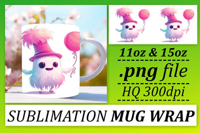 Adorable Pink Halloween Ghosts Mug Wrap 11oz 15oz Sublimation Sublimation afrosvg 