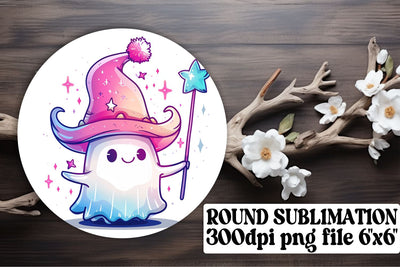 Adorable Pink Halloween Ghosts Round Design Keychain Sublimation Sublimation afrosvg 