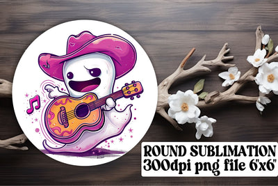 Adorable Pink Halloween Round Design with Ghosts Keychain Sublimation Sublimation afrosvg 