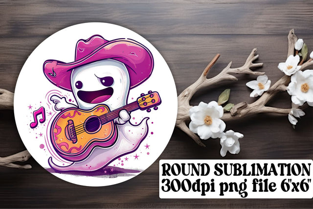 Adorable Pink Halloween Round Design with Ghosts Keychain Sublimation Sublimation afrosvg 