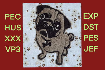 Adorable Pug Applique - Machine Embroidery Design Embroidery/Applique DESIGNS Candles Design 