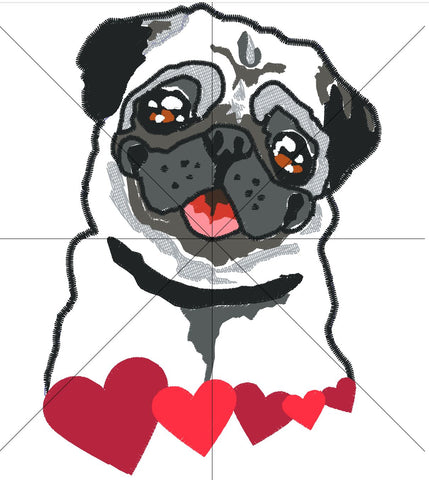 Adorable Pug with Hearts Applique - Machine Embroidery Design Embroidery/Applique DESIGNS Candles Design 