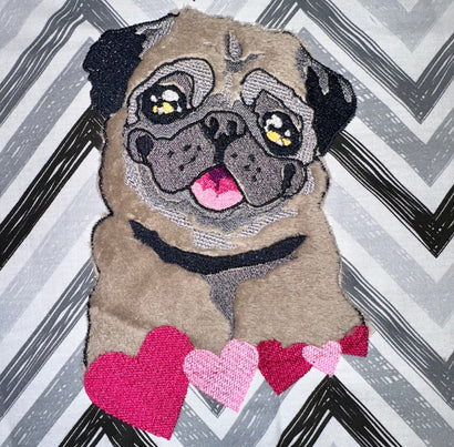 Adorable Pug with Hearts Applique - Machine Embroidery Design Embroidery/Applique DESIGNS Candles Design 