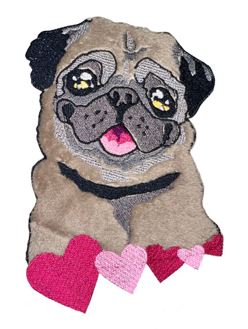 Adorable Pug with Hearts Applique - Machine Embroidery Design Embroidery/Applique DESIGNS Candles Design 