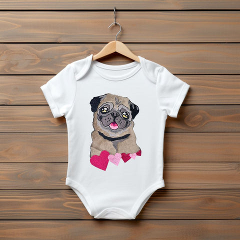 Adorable Pug with Hearts Applique - Machine Embroidery Design Embroidery/Applique DESIGNS Candles Design 