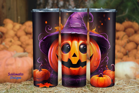 Adorable Pumpkin Halloween Tumbler Wrap | Halloween 20 oz Skinny Tumbler Wrap Sublimation Pumpkin Design SVG Sublimatiz Designs 