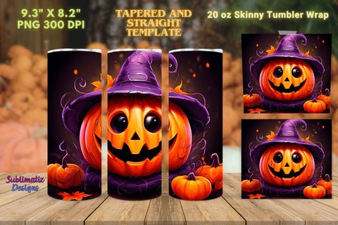 Adorable Pumpkin Halloween Tumbler Wrap | Halloween 20 oz Skinny Tumbler Wrap Sublimation Pumpkin Design SVG Sublimatiz Designs 