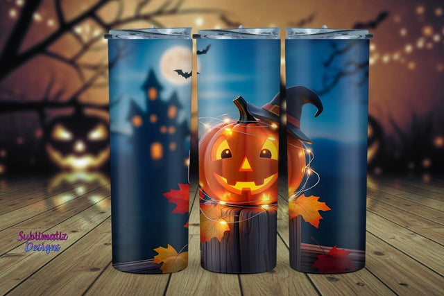 Adorable Pumpkin Skinny Tumbler Wrap | Halloween Tumbler Wrap for Sublimation Sublimation Sublimatiz Designs 
