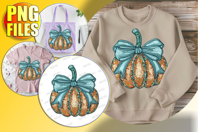 Adorable Pumpkin with Bow Fall Sublimation Clipart PNG Sublimation afrosvg 