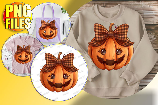 Adorable Pumpkin with Bow Fall Sublimation Clipart PNG Sublimation afrosvg 