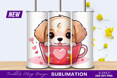 Adorable Puppy In Heart Tumbler Png Sublimation Regulrcrative 