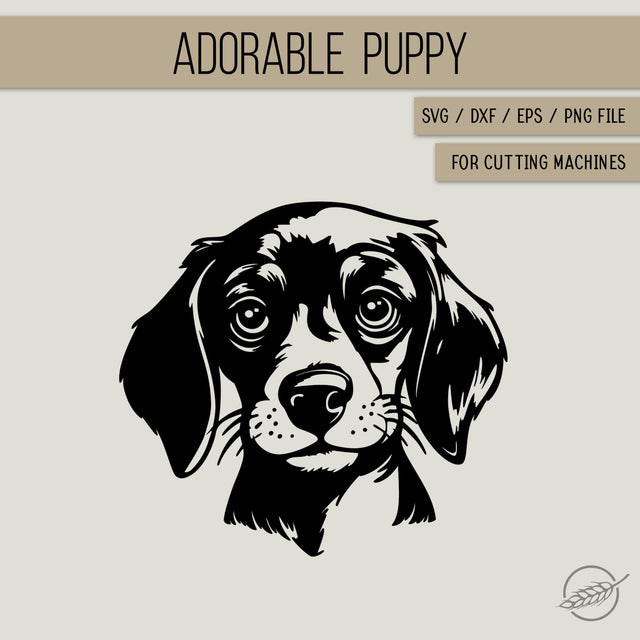 Adorable Puppy with Heartfelt Gaze, SVG file SVG Boertiek 