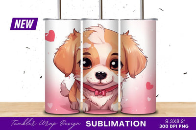 Adorable Puppy With Pink Bow Tie Tumbler Png Sublimation Regulrcrative 
