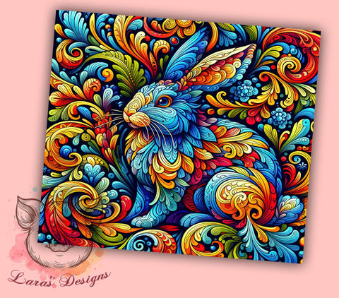 Adorable Rabbit in Flowers Tumbler Wrap, Rabbit Tumbler, Cute Animal Design, Floral Drinkware, 20oz Tumbler Wrap, Sublimation Art, Bunny Lover Gift, Spring Decor Sublimation Lara' s Designs 