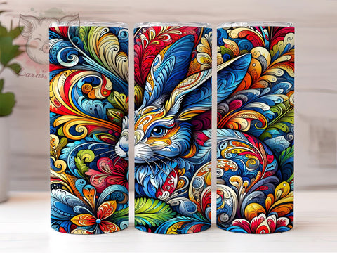 Adorable Rabbit in Flowers Tumbler Wrap, Rabbit Tumbler, Cute Animal Design, Floral Drinkware, 20oz Tumbler Wrap, Sublimation Art, Bunny Lover Gift, Spring Decor Sublimation Lara' s Designs 