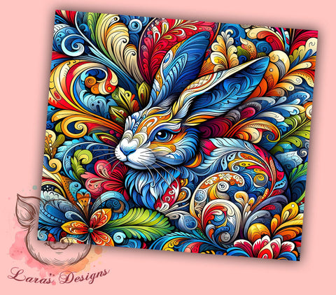 Adorable Rabbit in Flowers Tumbler Wrap, Rabbit Tumbler, Cute Animal Design, Floral Drinkware, 20oz Tumbler Wrap, Sublimation Art, Bunny Lover Gift, Spring Decor Sublimation Lara' s Designs 