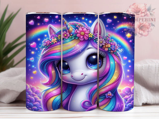Adorable Rainbow Kawaii Unicorn Tumbler, Rainbow Magic Gift, Girls Fantasy Cup, Cute Magical Design, Children's Unicorn Gift, Colorful Fantasy Present, Sublimation Template Sublimation Li Zamperini 