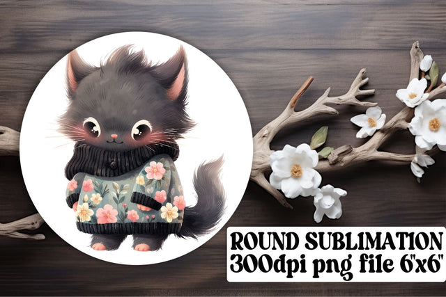 Adorable Round Cat Decorations for Crafting Fun Sublimation afrosvg 