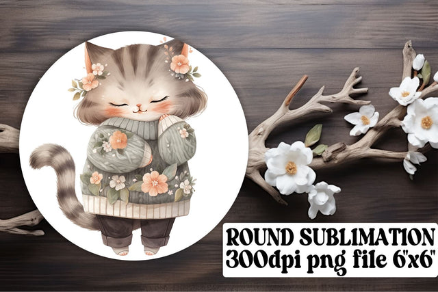 Adorable Round Cat Decorations for Crafting Fun Sublimation afrosvg 