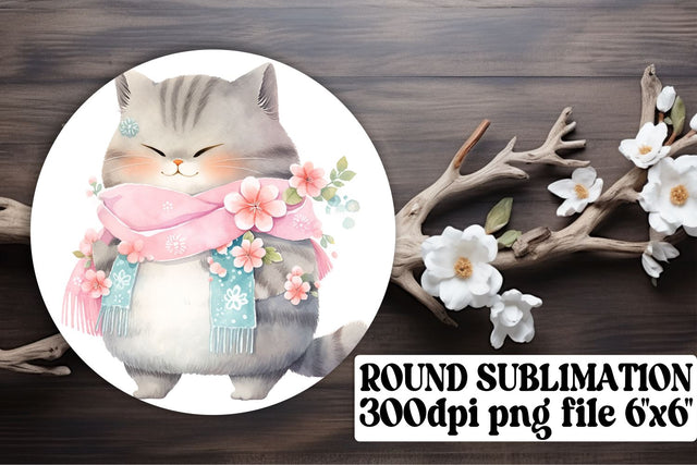 Adorable Round Cat Decorations for Crafting Fun Sublimation afrosvg 