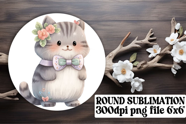 Adorable Round Cat Decorations for Crafting Fun Sublimation afrosvg 