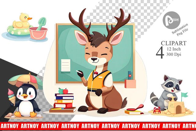Adorable School Summer Clipart Sublimation artnoy 