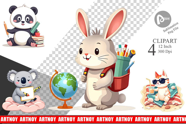 Adorable School Summer Clipart Sublimation artnoy 