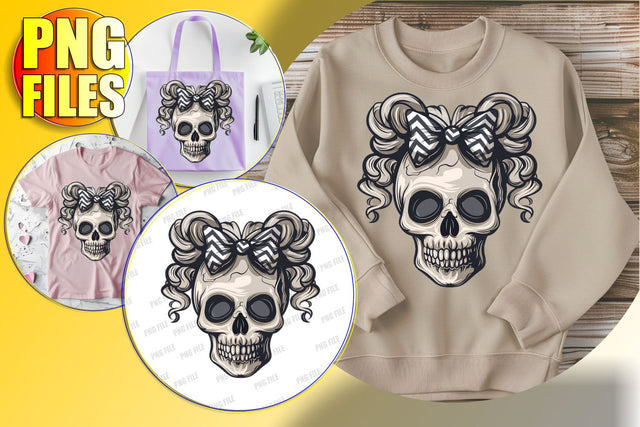 Adorable Skull Coquette Bow Sublimation for Halloween Sublimation afrosvg 