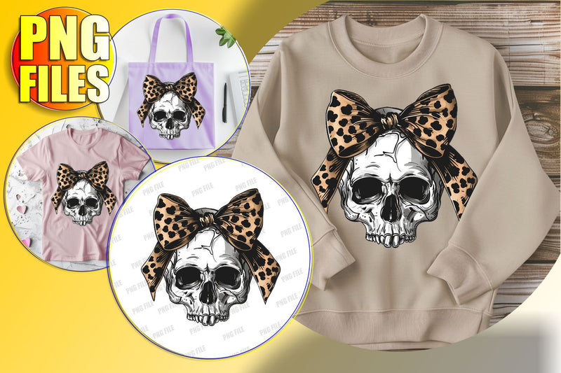 Adorable Skull with Bow Fall Sublimation Clipart PNG Sublimation afrosvg 