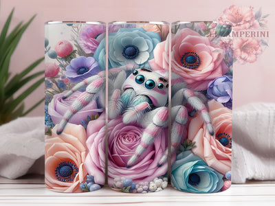Adorable Spring Spider Floral Tumbler, Spring Flowers Design, 20oz Sublimation Wrap, Cute Insect Drinkware, Floral Tumbler, Nature Lover Gift, Unique Bug Mug Sublimation Li Zamperini 