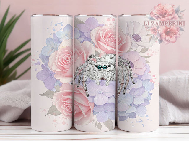 Adorable Spring Spider Floral Tumbler, Spring Flowers Design, 20oz Sublimation Wrap, Cute Insect Drinkware, Floral Tumbler, Nature Lover Gift, Unique Bug Mug Sublimation Li Zamperini 