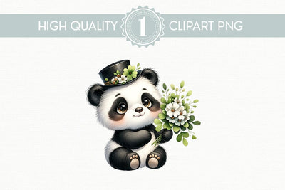 Adorable St. Patrick's Day Panda Clipart, High-Quality PNG Sublimation BijouBay 