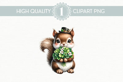 Adorable St. Patrick's Day Squirrel Clipart High-Quality PNG Sublimation BijouBay 