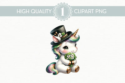 Adorable St. Patrick's Day Unicorn Clipart High-Quality PNG Sublimation BijouBay 