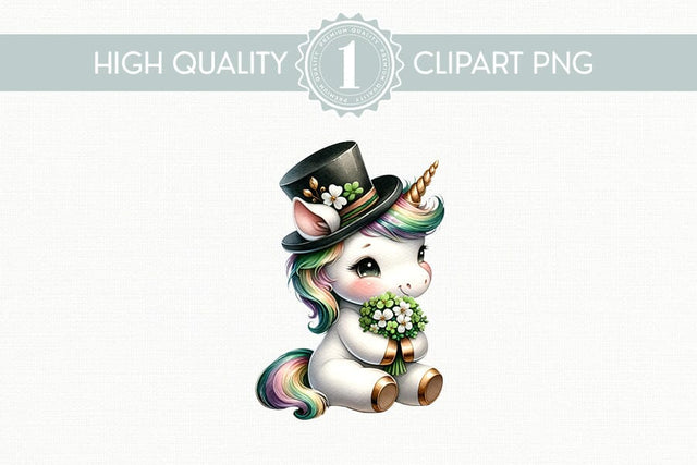 Adorable St. Patrick's Day Unicorn Clipart High-Quality PNG Sublimation BijouBay 