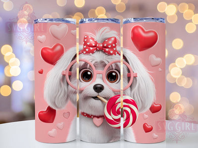 Adorable Valentine Dog Tumbler, Cute Pet Lover, 20oz Tumbler Wrap, Sublimation Design, Puppy Love Wrap, Dog Mom Gift, Valentine Tumbler Sublimation SvggirlplusArt 