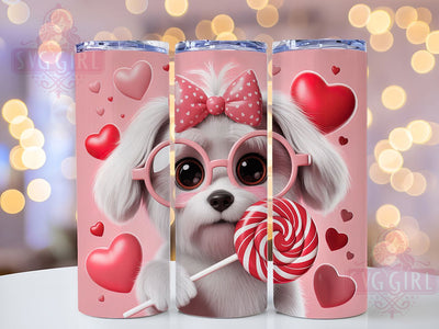 Adorable Valentine Dog Tumbler, Cute Pet Lover, 20oz Tumbler Wrap, Sublimation Design, Puppy Love Wrap, Dog Mom Gift, Valentine Tumbler Sublimation SvggirlplusArt 