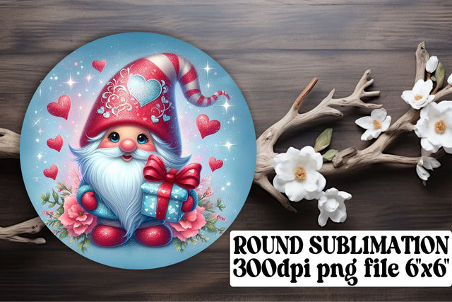 Adorable Valentines Gnome Decor: Sublimation Kit - Round Ornaments, Keychain, Coaster Sublimation afrosvg 