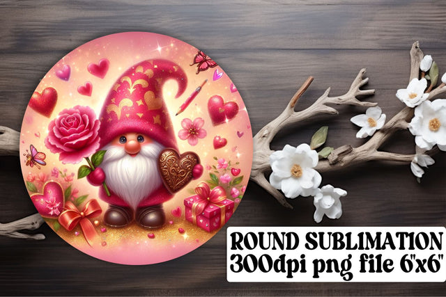 Adorable Valentines Gnome Decor: Sublimation Kit - Round Ornaments, Keychain, Coaster Sublimation afrosvg 