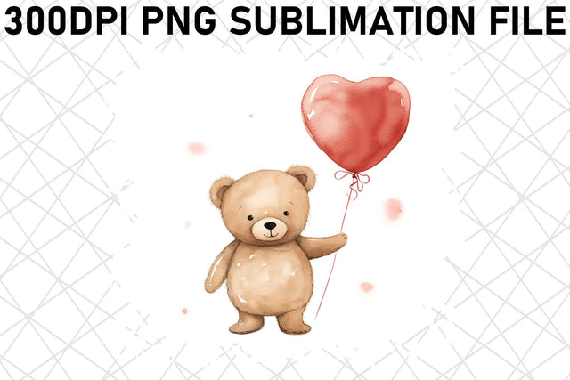 Adorable Watercolor Bear Sublimation - Love and Flowers Sublimation afrosvg 
