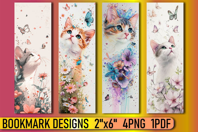 Adorable Watercolor Cat Bookmarks Galore Here Sublimation afrosvg 