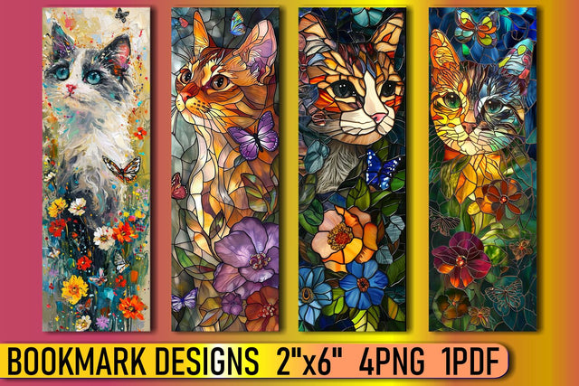 Adorable Watercolor Cat Bookmarks Galore Sublimation afrosvg 