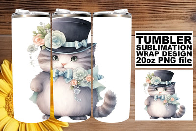 Adorable Watercolor Cat Wrap Sublimation Sublimation afrosvg 
