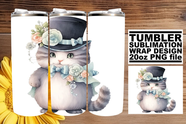 Adorable Watercolor Cat Wrap Sublimation Sublimation afrosvg 