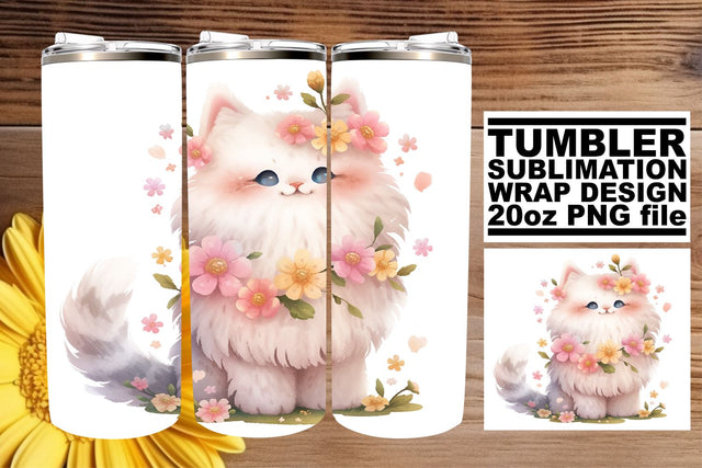 Adorable Watercolor Cat Wrap Sublimation Sublimation afrosvg 