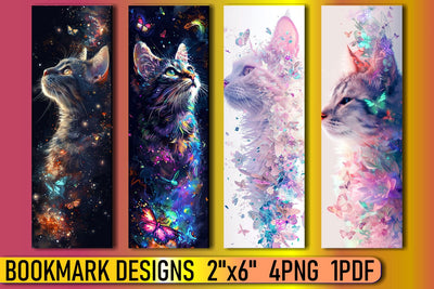 Adorable Watercolor Feline Bookmarks Sublimation afrosvg 