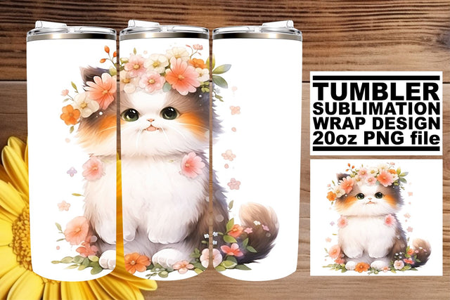 Adorable Watercolor Feline Tumbler Wrap Sublimation Collection Sublimation afrosvg 